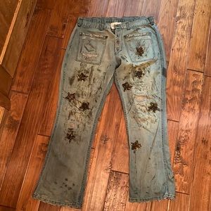 NEVER WORN-Magnolia Pearl destroyed embellished jeans. One size fits most
